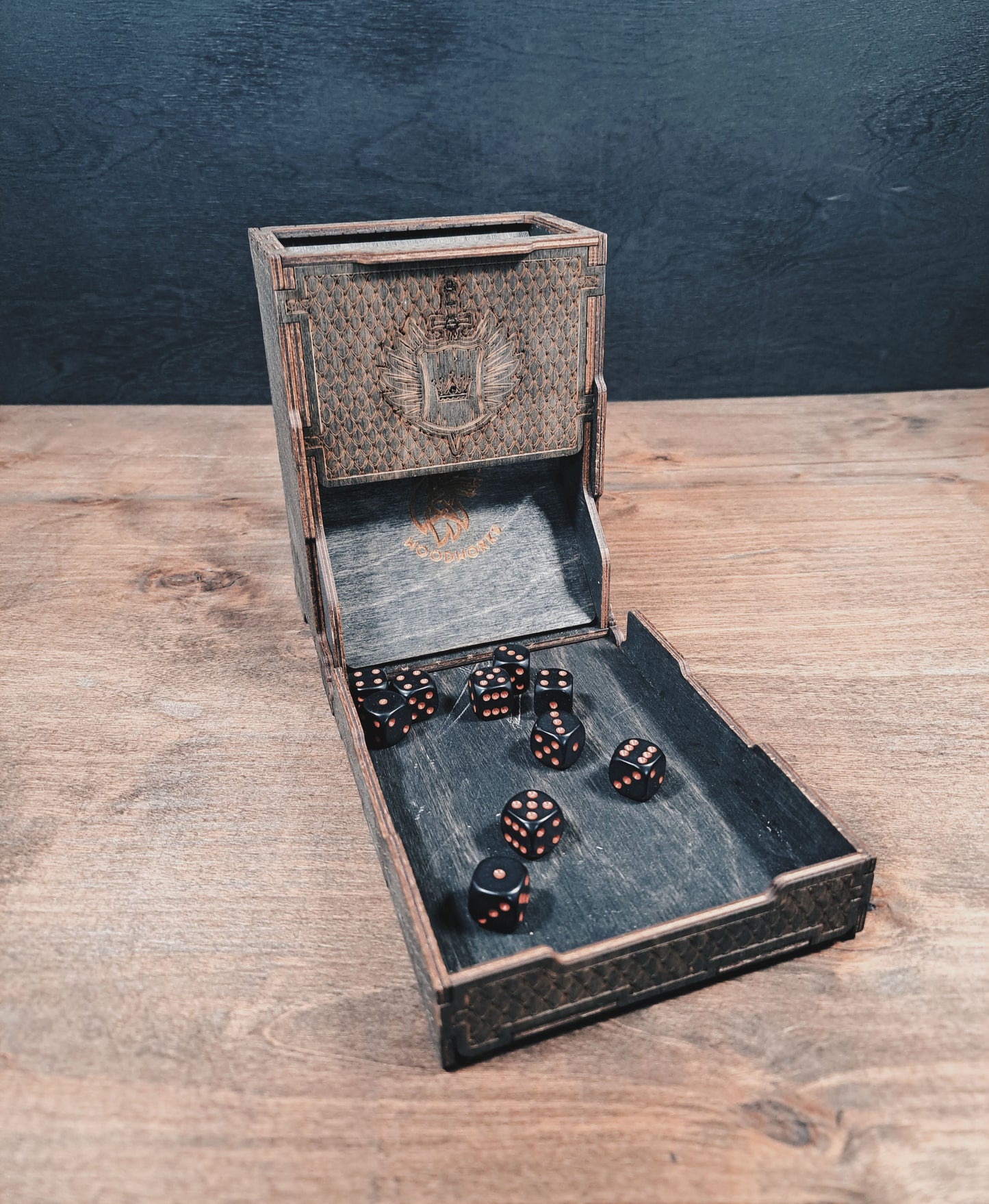 Fenrir Woodworks Wooden Foldable Dice Tower and Tray